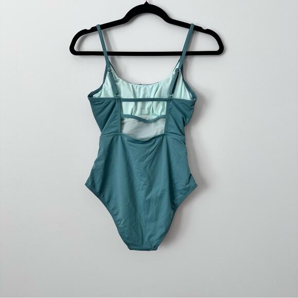 NWT CupShe Teal One Piece Ruched Swimsuit Small - Picture 3 of 4